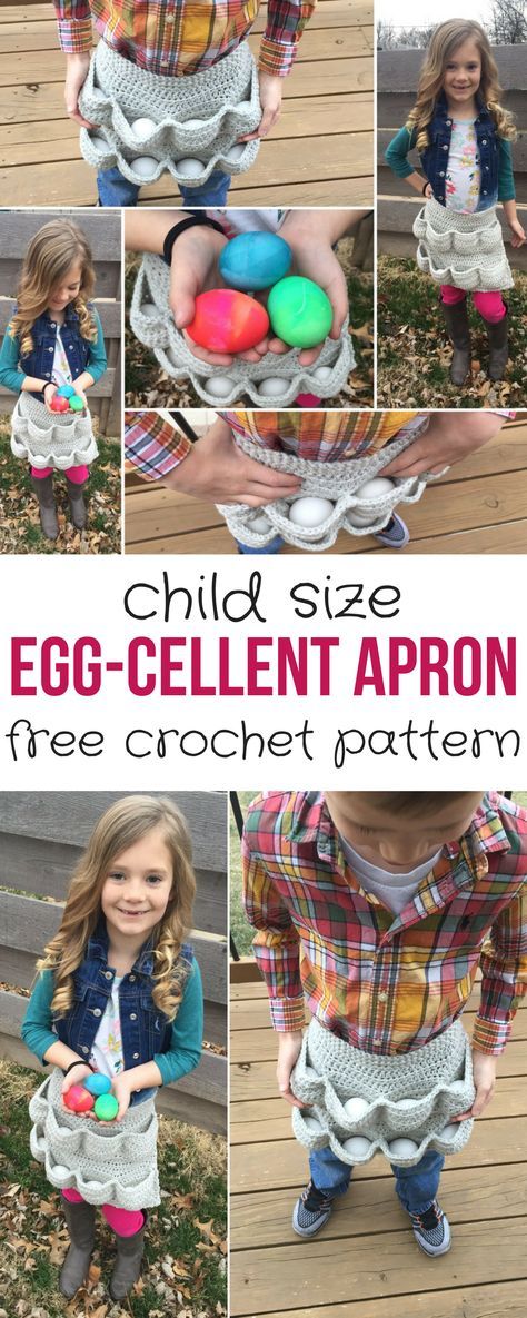 Egg-cellent Child SizeApron http://hearthookhome.com/egg-cellent-child-size-egg-gathering-apron/?utm_campaign=coschedule&utm_source=pinterest&utm_medium=Ashlea%20K%20-%20Heart%2C%20Hook%2C%20Home&utm_content=Egg-cellent%20Child%20Size%20Egg%20Gathering%20Apron Crochet Apron, Egg Collecting Apron, Egg Apron, Crochet Egg, Apron Pattern Free, Egg Aprons, Gift Crafts, Crochet Chicken, Thrifty Living