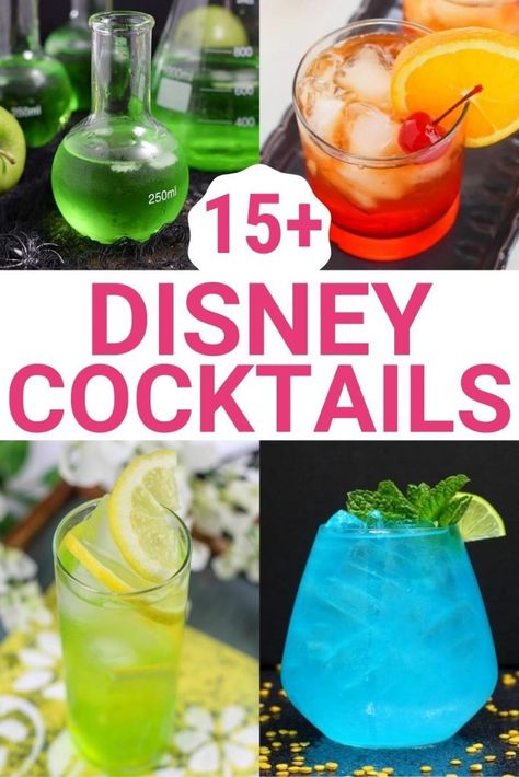 Lilo And Stitch Alcoholic Drink, Disney Princess Drinking Alcohol, Stitch Alcohol Drink, Disney Shots Alcohol, Disney Theme Cocktail Party, Alcholic Drink Disney, Peter Pan Cocktails, Disney Drinks Recipes, Disney Inspired Drinks Non Alcoholic