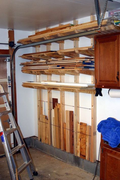 Lumber Storage Rack, Organization Laundry, Lumber Rack, Woodworking Organization, Woodworking Garage, Lumber Storage, The Family Handyman, Woodworking Storage, Woodworking Basics