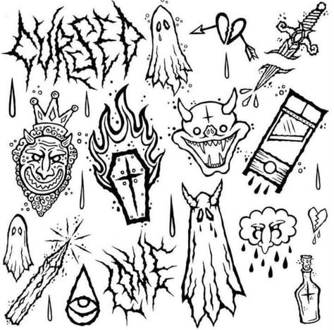 Styl Grunge, Grunge Tattoo, Tattoo Outline Drawing, Theme Tattoo, Flash Tattoo Designs, Small Tattoos Simple, Doodle Tattoo, Spooky Tattoos, Tattoo Stencil Outline