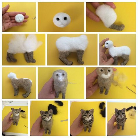 5 Needle Felted Owl, Needle Felting Tutorial, Needle Felted Cat, Needle Felting Diy, Felt Owls, Needle Felted Dog, Felted Wool Crafts, Wool Needle Felting, Felt Owl