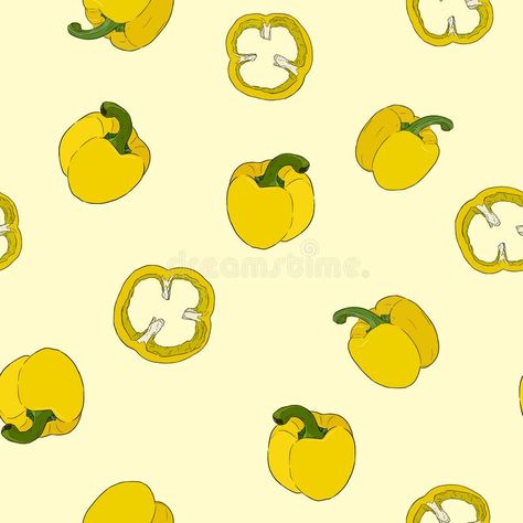 Seamless Pattern Pepper Hand Drawn Vector Set. Vegetable Engrave Stock Vector - Illustration of paprika, bell: 112372248 Bell Pepper Illustration, Paprika Illustration, Pepper Illustration, Drawing Farm, Product Illustration, Farm Market, Patterns Design, Hand Drawn Vector, Vegetarian Food