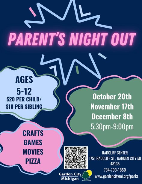 Parents Night Out, Parents Night Out Ideas Church, Parents Night Out Fundraiser, Parents Night Out Ideas, Parents Night Out Flyer, Kids Night Out, Prek Activities, Parent Night, Spaghetti Dinner