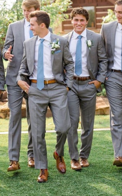 Blue Grey Wedding Suit, Slate Gray Groomsmen Suits, Light Grey Suit With Dusty Blue Tie, Dusty Blue And Grey Wedding Groomsmen, Grey Suit With Dusty Blue Tie, Grey And Blue Wedding Suit, Wedding Colors With Grey Suits, Dusty Blue Wedding Menswear, Dusty Blue Wedding Party Groomsmen