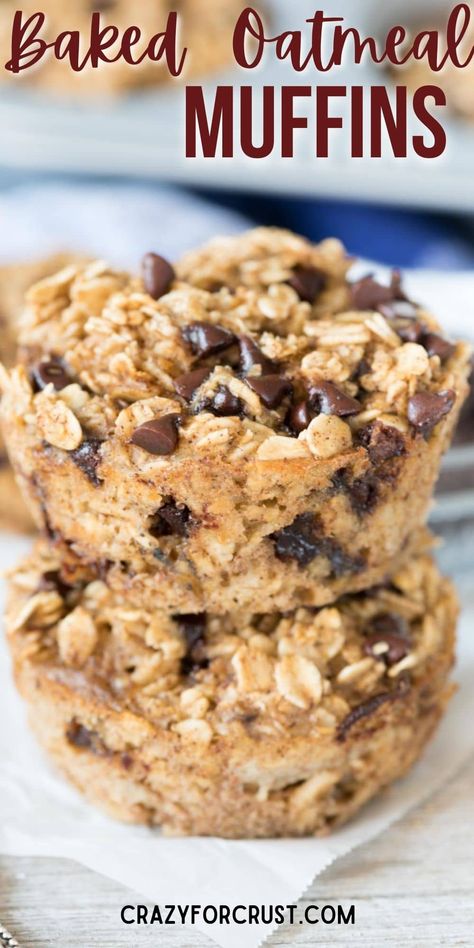 Baked Oatmeal Recipes Healthy Breakfast Muffins, Quick Easy Breakfast Muffins, Easy Oatmeal Muffin Recipes, Healthier Chocolate Chip Muffins, Oatmeal Chocolate Chip Muffins Healthy, Breakfast Ideas Gf, Quick Baked Oatmeal, Oatmeal Muffins Quick Oats, Oat Muffin Recipes