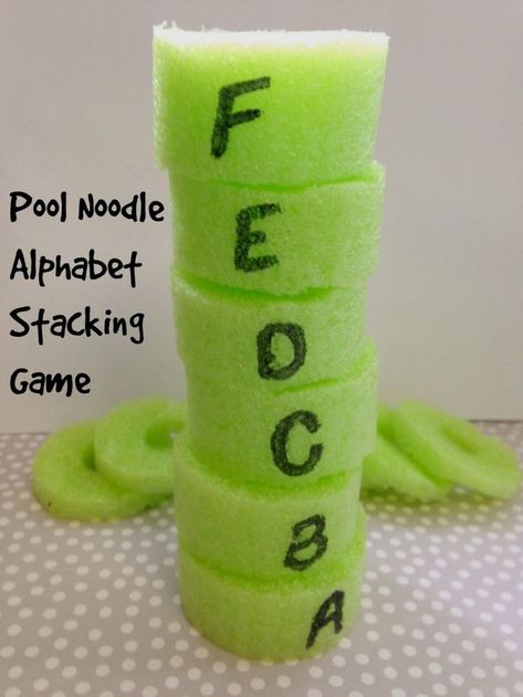 Simple tutorial with tips on how to make your own diy pool noodle alphabet letters stacking game. Great for water sensory play while learning letters with preschool kids. #poolnoodle #water #sensory #alphabet #letters #learning #education #teachers #preschool #handsonlearning #sharpie #frugal #play Sensory Alphabet, Water Sensory Play, Letter Learning Games, Pool Noodle Games, Survivor Theme, Survivor Games, Survivor Party, Morning Tubs, Piano Studio