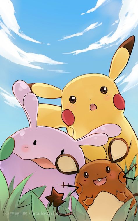 Pikachu, Goomy and Dedenne Goomy Pokemon, Love Pokemon, Collect Art, Pika Pika, Cool Pokemon Wallpapers, Pokemon Wallpaper, Drawing Wallpaper, Cool Pokemon, Catch Em All