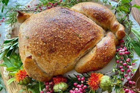 Sourdough Turkey, Cottage Loaf, Turkey Loaf, Thanksgiving Bread, Whole Wheat Sourdough, Vegan Spread, Bread Shaping, Whole Turkey, Vegan Holidays