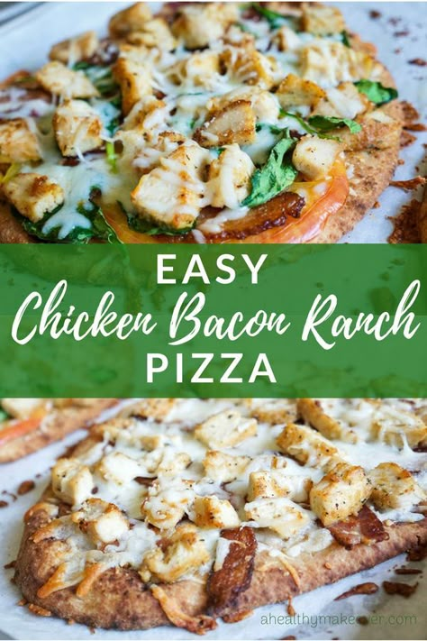 Bacon Ranch Pizza, Chicken Leftovers, Ranch Pizza, Naan Pizza Recipes, Chicken Bacon Ranch Pizza, Pizza Easy, Diner Ideas, Cafe Recipes, Recipes With Naan Bread