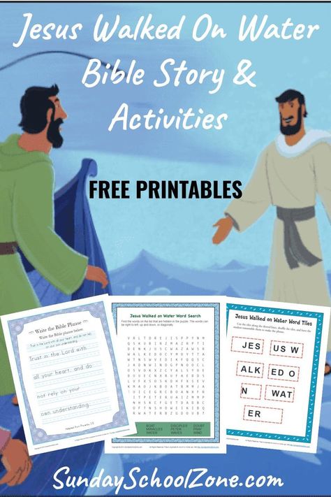 Enhance your Bible lessons with these FREE Jesus Walked On Water Bible Printables. Peter Walking On Water Craft, Jesus Walks On Water Craft Free Printable, Jesus Walks On Water Activity, Bible Story Activities, Peter Walking On Water Lesson, Jesus Walks On Water Craft, Jesus Walks On Water Lesson, Free Sunday School Printables, Jesus And Peter Walking On Water