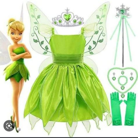 Tinkerbell Costume Kids, Girls Tinkerbell Costume, Green Fairy Dress, Tinkerbell Dress, Fairy Princess Dress, Tinkerbell Costume, Tinker Bell Costume, Book Character Costumes, Toddler Birthday Party