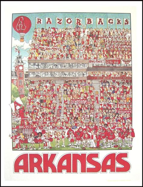 Arkansas Razorback College Journal, Arkansas Football, Arkansas Razorbacks Football, Woo Pig Sooie, Stadium Art, Arkansas Razorback, Dorm Room Wall Decor, Pig Wallpaper, Dorm Art