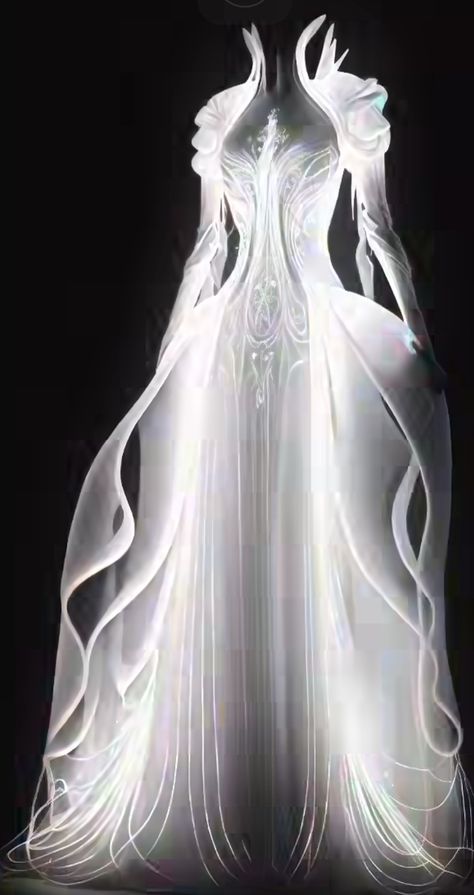 Medusa Inspired Costume, Air Themed Dress, Cloud Inspired Dress, Fantasy White Dress, Futuristic Wedding Dress, Heavenly Outfits, Angelic Gown, Ice Dress, Air Dress