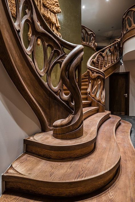 Stair Design Architecture, Nouveau Furniture, Beautiful Stairs, Stairs Architecture, Stairway Design, Stair Case, Art Nouveau Architecture, Spiral Staircase, Staircase Design