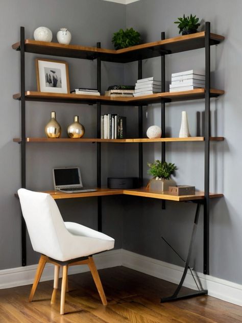 10 Stylish Home Office Shelving Ideas to Maximize Space - Home Office Shelving Ideas, Office Shelving Ideas, Office Ideas Organization, Home Office Shelving, Home Desk Ideas, Basement Shelving, Organized Home Office, Cube Shelving Unit, Corner Shelving Unit