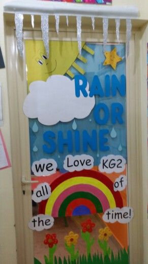 Weather theme classroom decoration. Weather Room Theme, Weather Classroom Door Ideas, Weather Themed Classroom Door, Weather Classroom Theme, Weather Themed Classroom, Weather Door Decorations Classroom, Weather Theme Classroom Decorations, Weather Decorations For Classroom, Rainbow Decorations Classroom