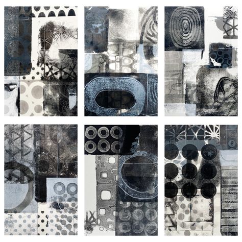 Black White Collage, Gelli Plate Collage, Gelli Prints, Plate Collage, Gelli Printing Tutorials, Gelli Printing Techniques, Mixed Media Stencils, Gelli Plate Techniques, Gelli Printing Art