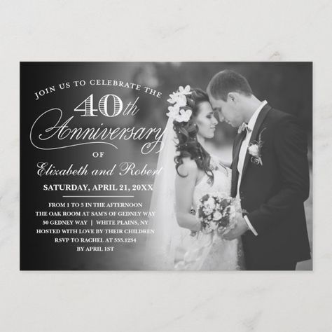 Timeless 40th Anniversary Party Photo Invitation 30th Anniversary Party, 60th Anniversary Parties, 30th Anniversary Parties, 40th Anniversary Party, 25th Anniversary Party, Anniversary Party Invitations, Party Fotos, Wedding Anniversary Photos, Online Invitation