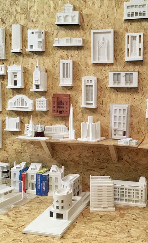 A few of our plaster models on display at our workshop. Model Display, Architecture Model Making Ideas, Small Models Architecture, Architectural Model Display, Gypsum Model Architecture, Architecture Plaster Model, White Model Architecture, Paper Model Architecture, Abstarct Models Architecture