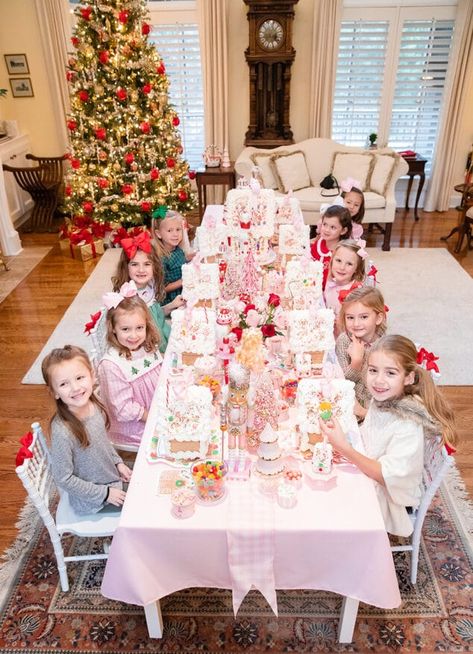 Gingerbread House Decorating Party Winter Tea Party, Christmas Cookie Party, Christmas Tea Party, Gingerbread House Parties, Gingerbread Party, Cookie Decorating Party, Winter Tea, Gingerbread House Decorations, Girls Tea Party