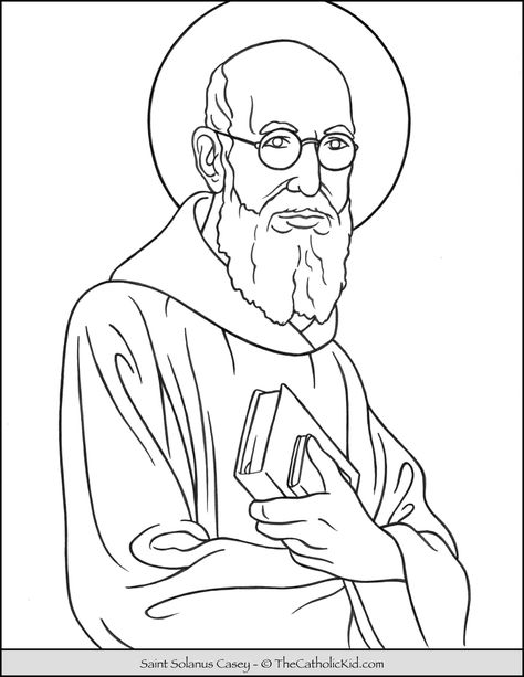 Saint Solanus Casey Coloring Page - TheCatholicKid.com Catholic Coloring Pages, Solanus Casey, Coloring Pictures For Kids, Saint Coloring, Church Altar Decorations, Games For Children, Clip Art Library, Free Coloring Sheets, Oak Grove