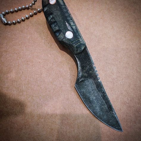 Another file knife is here! this one is acid etched and stone washed. About 5 inches overall, with black paper micarta handle scales File Knife, Stone Knife, Micarta Handles, Knife Scales, Black Paper, Scales, Natural Stone, Natural Stones, Stone