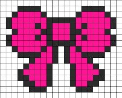 Pink Ribbon Bow Grille Pixel Art, Image Pixel Art, Fuse Bead Patterns, Easy Pixel Art, Pixel Art Templates, Pixel Crochet, Pixel Art Grid, Kandi Patterns, Bead Sprite