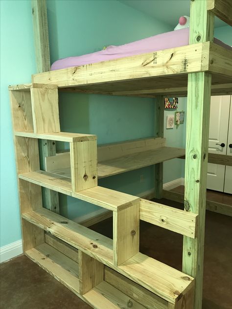 3d Tipografi, Build A Loft, Girls Loft Bed, Build A Loft Bed, Loft Beds For Small Rooms, Loft Bed Ideas, A Loft Bed, Loft Style Bedroom, Diy Loft