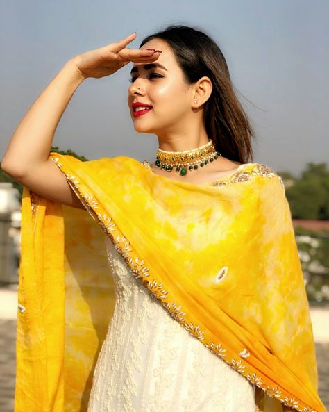 • pinterest: @garimajani • White Punjabi Suit, Sunanda Sharma, Haldi Dress, Punjabi Fashion, Simple Kurta Designs, Desi Fashion Casual, Indian Wedding Outfits, Desi Fashion, Indian Designer Wear