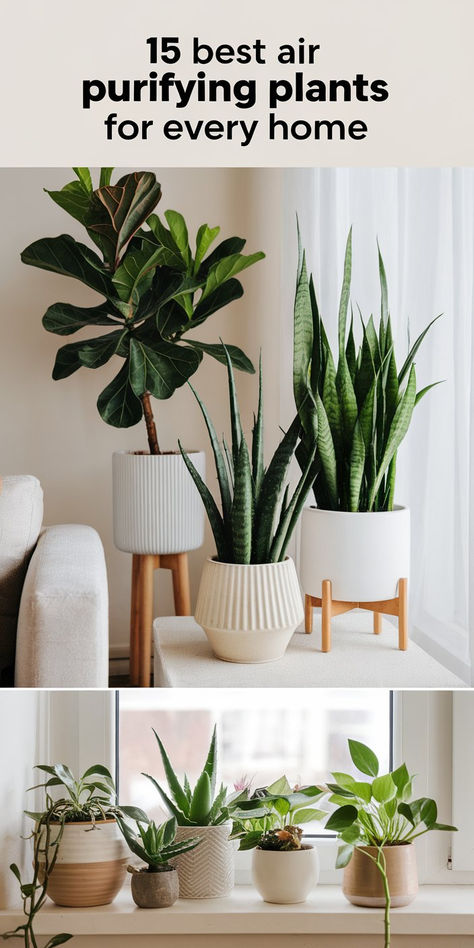 Looking for plants that improve air quality and beautify your home? 🌿 Check out these 15 best air purifying plants that are easy to care for and perfect for any indoor space. #AirPurifyingPlants #IndoorPlants Plants Good For Air Quality, Indoor Plants Air Purifying, Plants That Purify Indoor Air, Indoor Plants For Air Purification, Best Indoor Plants Air Purifier, Air Purifier Plants, Plants For Bedroom, Plants For Living Room, Plants For Indoors