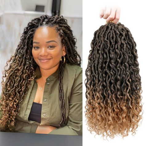 Amazon.com : New Goddess Locs Crochet Hair - 14 Inch River Faux Locs Crochet Hair for Black Women, 144 Strands Boho Locs with More Small Curls (14 Inch, 6Packs, T/27) : Beauty & Personal Care River Locs Crochet Hairstyles, River Locs Hairstyles, Crochet Faux Locs Hairstyles For Women, Crochet Locks Hair Faux Locs, Crochet Braid Styles Faux Locs, Crochet Locs Hairstyles, Boho Goddess Locs Crochet, Crochet Faux Locs Hairstyles, Faux Locs With Curls