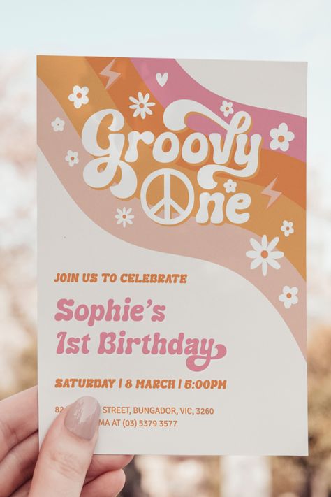 Groovy 1st Birthday, Groovy One First Birthday, Groovy One Birthday, Desserts Party, Retro Birthday Parties, Groovy One, 1st Birthday Themes, First Birthday Themes, Retro Birthday