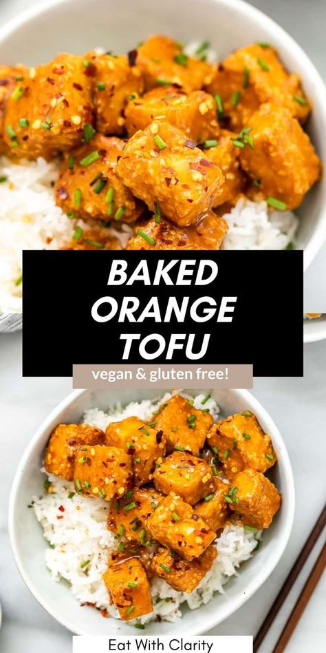 Orange Tofu High Protein Tofu Recipes, Quick Vegan Dinner, Orange Tofu Recipe, Orange Tofu, Resep Vegan, Tofu Recipes Healthy, Dried Tofu, Tofu Recipes Vegan, Orange Baking