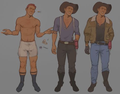 Cowboy Character Design, Male Body Drawing, Funny Stickman, Cowboy Aesthetic, Comic Book Art Style, Gym Pictures, Character Poses, Cool Poses, Character Design Animation