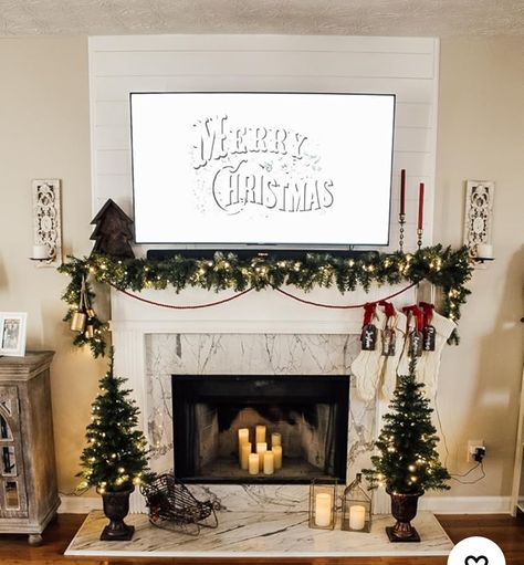 Chimney Christmas Decor Fireplaces, Mantle Christmas Decor Ideas With Tv, Mantel With Tv Decorating Ideas, Mantle With Tv Decor, Christmas Mantle Decor With Tv, Fireplace Mantle Decor With Tv, Mantle Decor With Tv, Mantle Christmas Decor Ideas, Tv Stand Christmas Decor