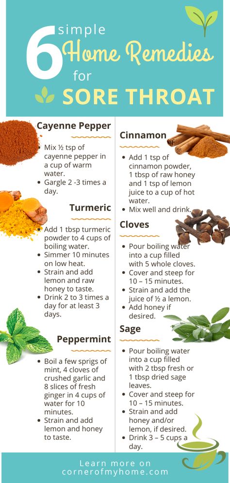 What helps a sore throat naturally? Use your herbs & spices readily available in your kitchen to make your own home remedy. Save this pin to your board and find out how. #sorethroat #homeremedies Sore Throat Remedies For Adults, Home Remedies For Sore Throat, Throat Relief, Sore Throat Tea, For Sore Throat, Best Cough Remedy, Sore Throat Relief, Throat Remedies, Sore Throat Remedies