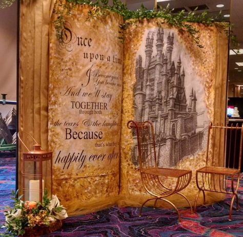 Fairytale Book Backdrop, Giant Book Decoration, Diy Giant Book, Giant Book Prop Diy, Fairy Tale Decorations, Fantasy Themed Party, Cinderella Quinceanera Themes, Book Backdrop, Cinderella Sweet 16