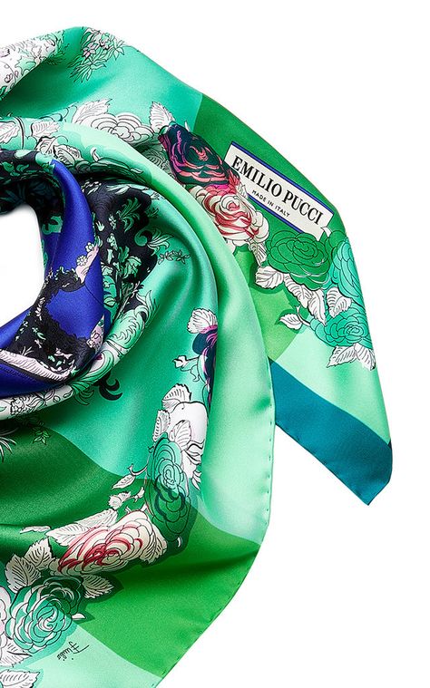 Hairstyles Scarf, Wear A Silk Scarf, Pucci Scarf, Scarf Photography, Holiday Shoot, Green Silk Scarf, Hair Scarves, Pucci Print, Scarf Knots