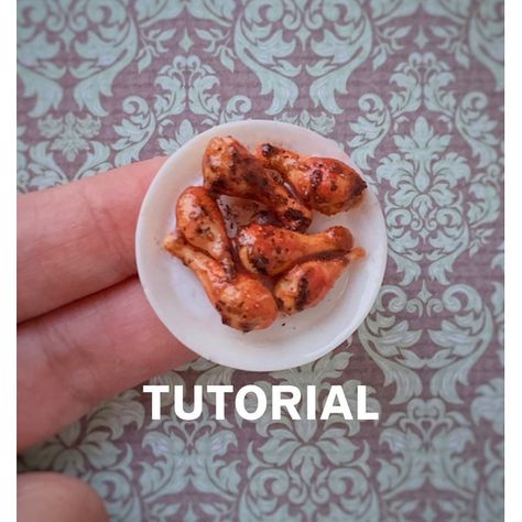 Miniature chicken legs.Tutorial polymer clay = video+ photo+ text.Digital product.  🍗In this miniature food tutorial you'll learn how to made of chicken legs 🍗You will receive the detailed video (9 min) instructions with subtitles  🍗List of materials and tools used Legs Tutorial, Tutorial Polymer Clay, Miniature Food Tutorials, Clay Magnets, Dollhouse Miniature Tutorials, Diy Doll Miniatures, Doll Food, Dollhouse Food, Tiny Food