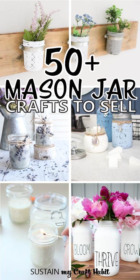 Canning Jars Crafts, Easy Mason Jar Crafts Diy, Easy Mason Jar Crafts, Jar Projects, Crafts With Glass Jars, Mason Jar Projects, Jar Centerpieces, Money Savers, Jar Art