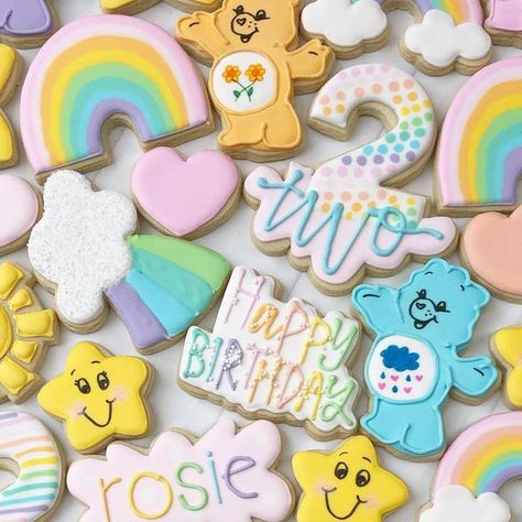 J E N N Y on Instagram: "My daughter turned 2 last week and we celebrated with a Care Bear Party!!! Swipe 👉🏻 to see details!! 💗🌟🌈" Care Bears Party Invitation, Care Bear Cookies Decorated, Carebear Birthday Party, Carebear Birthday Party Ideas, Care Bear Birthday Party Ideas, Care Bear Birthday Party, Care Bears Party, Care Bears Birthday Party, Care Bear Party