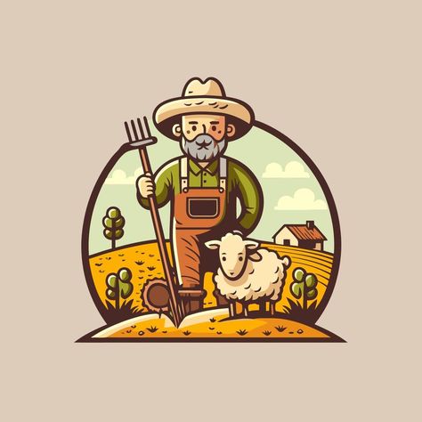 Farmer man logo mascot, agriculture farm icon Agriculture Icon, Farmer Logo, Farmer Man, Agriculture Logo, Logo Mascot, Farm Logo, Agriculture Farming, The Farmer, Man Logo