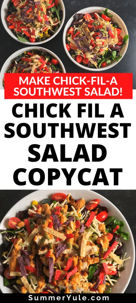 Spicy Southwest Salad Dressing, Southwest Salad With Chicken, Chic Fil A Cobb Salad Recipe, Salsa Dressing For Salad, Chickfila Southwest Salad Recipe, Copycat Chick Fil A Chicken Salad, Optavia Dressing Recipes, Chic Fil A Southwest Salad Recipe, South West Salad Recipes