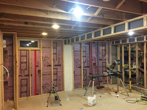 How To Finish A Basement On A Budget Basement Framing, Finish A Basement, Basement Remodel Diy, Diy Basement, Waterproofing Basement, Basement Makeover, Small Basements, Basement Ceiling, Basement Walls