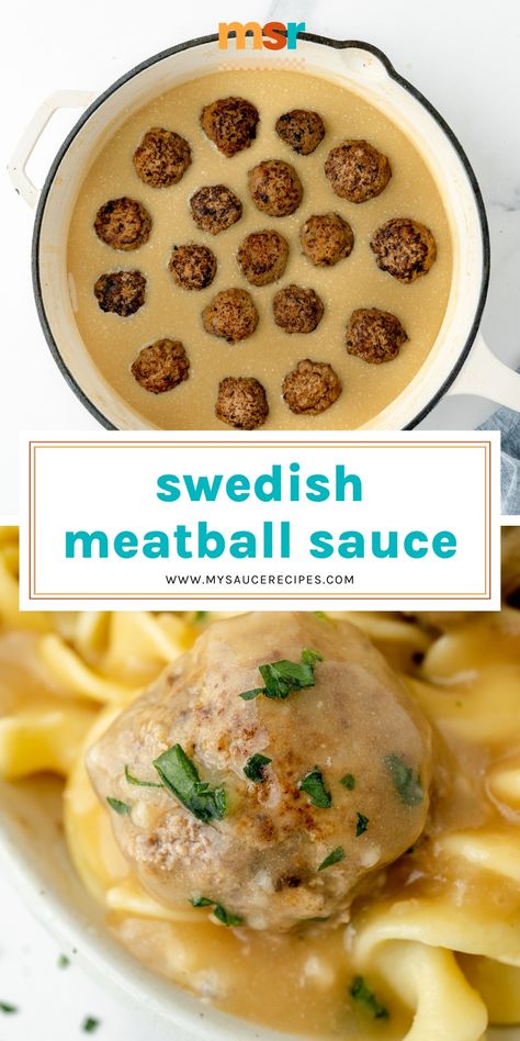 This simple Swedish Meatball Sauce is a thick sauce that's easy to make and pairs perfectly with Swedish meatballs, other meats, and veggies! Ikea Swedish Meatball Sauce, Swedish Meatball Sauce Recipe Easy, Sauce For Meatballs Easy, Sweedish Meatball Sauce, Meatball Sauce Recipes Easy, Sauce For Swedish Meatballs, Swedish Meatball Gravy Recipe, Sweedish Meatball, Meatball Sauce Recipes