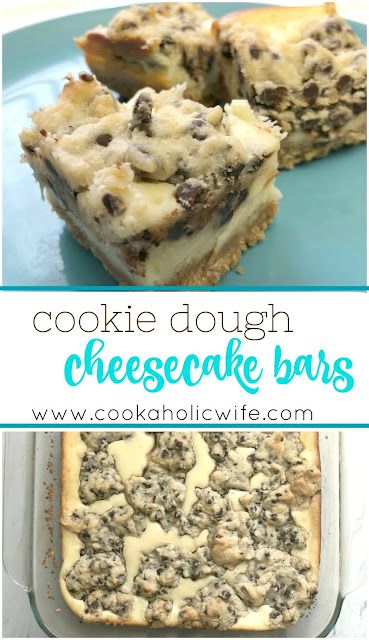 Cookie Dough Cheesecake Bars, Chocolate Chip Cookie Dough Cheesecake, Chocolate Chip Cheesecake Bars, Cookies Dough, Cookie Dough Cheesecake, Cookie Dough Bars, Cheesecake Bar Recipes, Chocolate Cookie Dough, Chocolate Chip Cheesecake