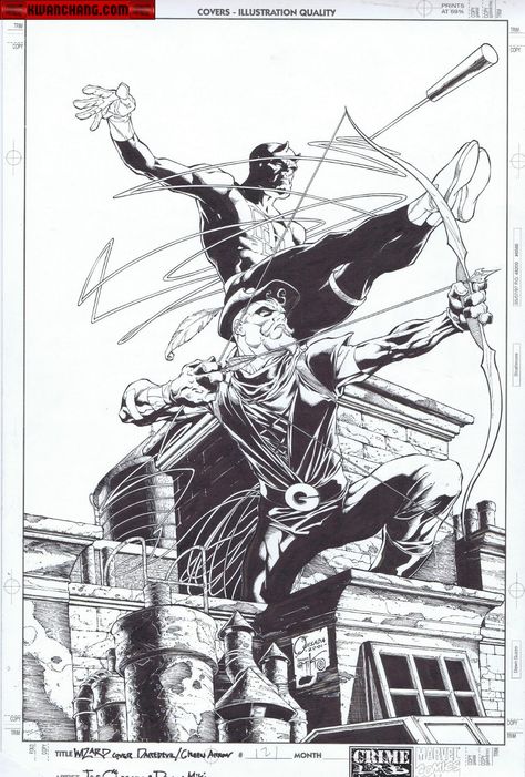 Daredevil Art, Joe Quesada, Paul Martin, Xmen Comics, Magnificent Seven, The Magnificent Seven, Black And White Comics, Comic Book Artwork, Green Arrow