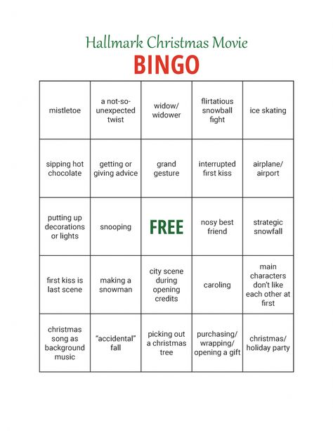 If you love Hallmark Christmas movies and like to have a little fun while you watch, grab your dauber (or a highlighter) and enjoy these Bingo cards! Hallmark Bingo Cards, Hallmark Movie Bingo, Hallmark Bingo, Hallmark Christmas Movie Bingo, Christmas Movie Bingo, Movie Bingo, Bingo Sheets, Christmas Films, Christmas Bingo