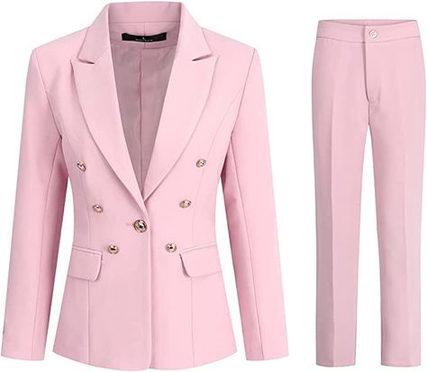 Amazon.com: Women's 2 Pieces Vintage Office Lady Suit Set One Button Blazer and Suit Pants Black : Clothing, Shoes & Jewelry Workplace Fashion, Lady Suit, White Pants Women, Office Suit, One Button Blazer, Womens Office, Womens Suits Business, Pantsuits For Women, Blazer Set