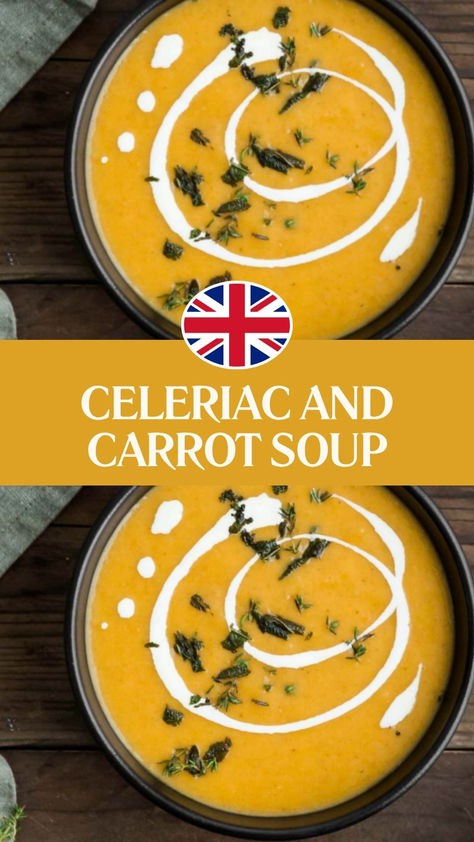 Celeriac And Carrot Soup​ Celeriac Soup Recipes, Carrot And Celery Soup, Celeriac Soup, Christmas Baking Cookies, Celery Root, Creamed Potatoes, Potato Soup Recipe, Chefs Table, Carrot Soup